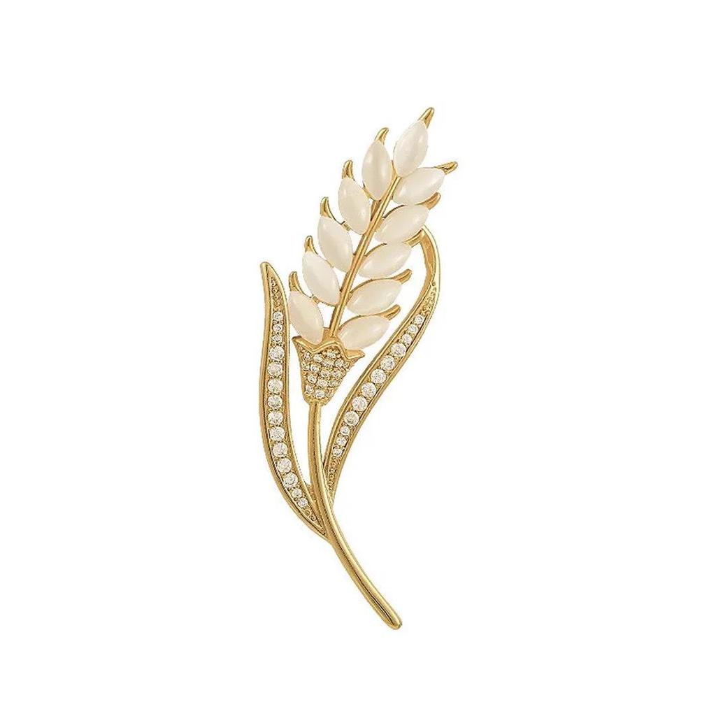 Elegant Wheat Ear Crystal Brooch – Luxury Women's Accessory for Scarves and Waist Pinning