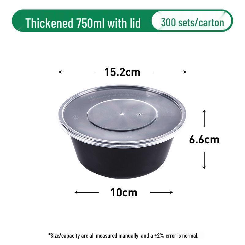 Black Round Disposable Food Containers: Thickened Soup and Fast Food Bowls