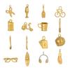 CARLIDANA Stainless Steel Coffee Teapot Cup Bike Scissors Charms White Collar Leisure Series Gold Plated DIY Charm Accessories