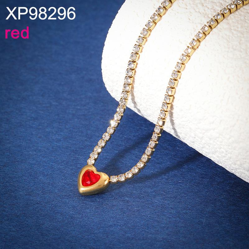 Fashion Love Heart Zircon Jewelry Set, Stainless Steel Necklace Bracelet Stud Earrings, Luxury Versatile Women's Jewelry Bulk