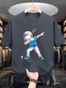 Men's Summer 100% Cotton Fashion Sports Leisure Loose Golf Player Pattern Printed Round Neck Short Sleeve T-shirt Top - Men's...