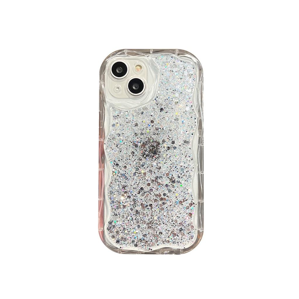 High flash silver powder cream shell is suitable for Apple 15/12pro mobile phone case iphone13 14 anti-drop XR78plusX