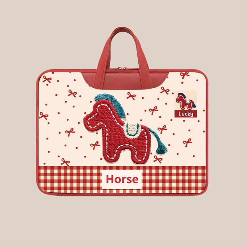 Cute Cartoon Bear Print Laptop Handbag Waterproof PU Shockproof Notebook Carrying Bag For Macbook Huawei Xiaomi 13-16 Inch