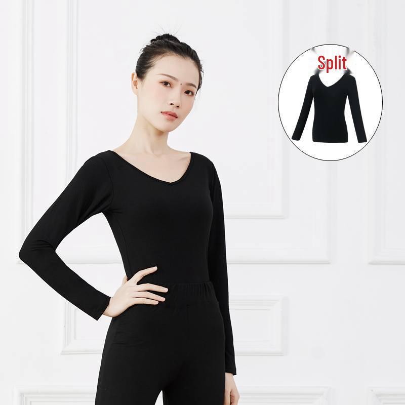 Damen V-Ausschnitt Modal Slim-Fit Tanz-Trainings-Top