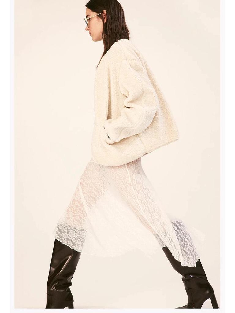 Women's Autumn Plush Teddy Fleece Jacket - European & American Style, Round Neck, Casual, Solid Color.