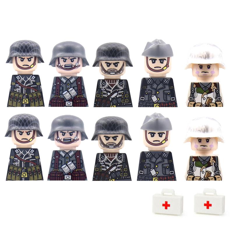 Military Soldier Building Block Figure British US Snow Camouflage Troop MP40 M1A1 Motorcycle Accessories Toys Gift Brick Z02