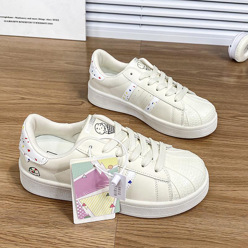 Niche shell head skateboard shoes new cream sports shoes trendy little white shoes