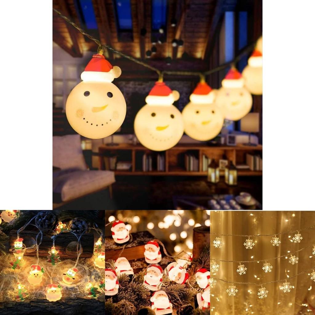 Colorful Led Christmas String Lights With Santa Snowman Designs For Festive Holiday Decor