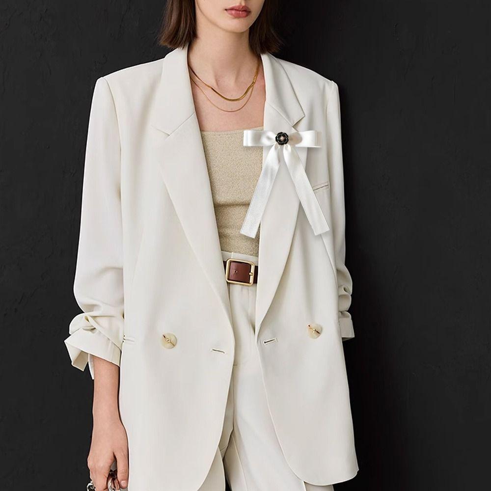 Rhinestone Shirt Brooch Simple Collar Texture Bowknot Accessories Bow Tie  School Student