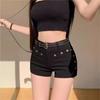 High Waist Stretch Denim Shorts Women - Slim Fit Cropped Straight Leg Jeans Black 2025