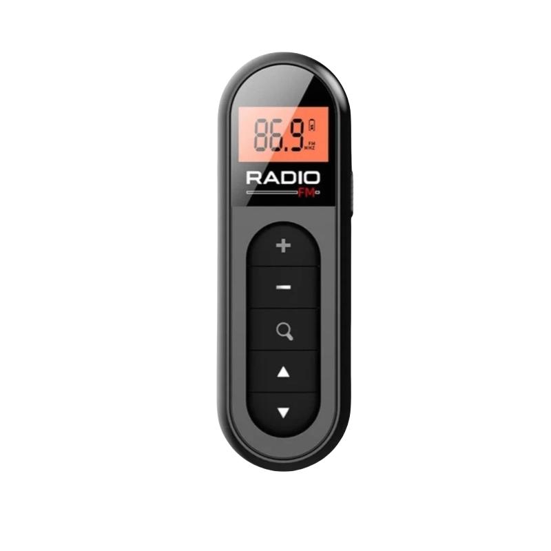 FM Radio Rechargeable Pocket Transistor Radio with LCD Digital Tuning & Backlight Stereo Sound Belt Clip for Jogging Walking