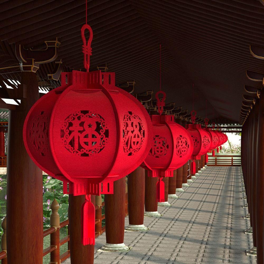 

Non-woven Red Lantern Festival Decor Hanging Ornaments 2025 3D New Year Felt Lantern