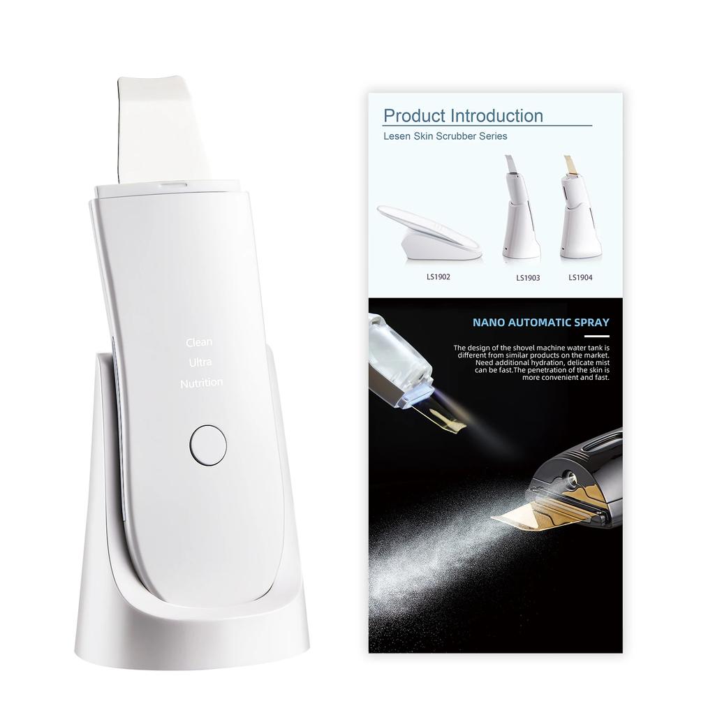 Ultrasonic Skin Scrubber Vibration Face Spatula Blackhead Remover Shovel Clean Cavitation Peeling Facial Lifting Skin Care LESEN