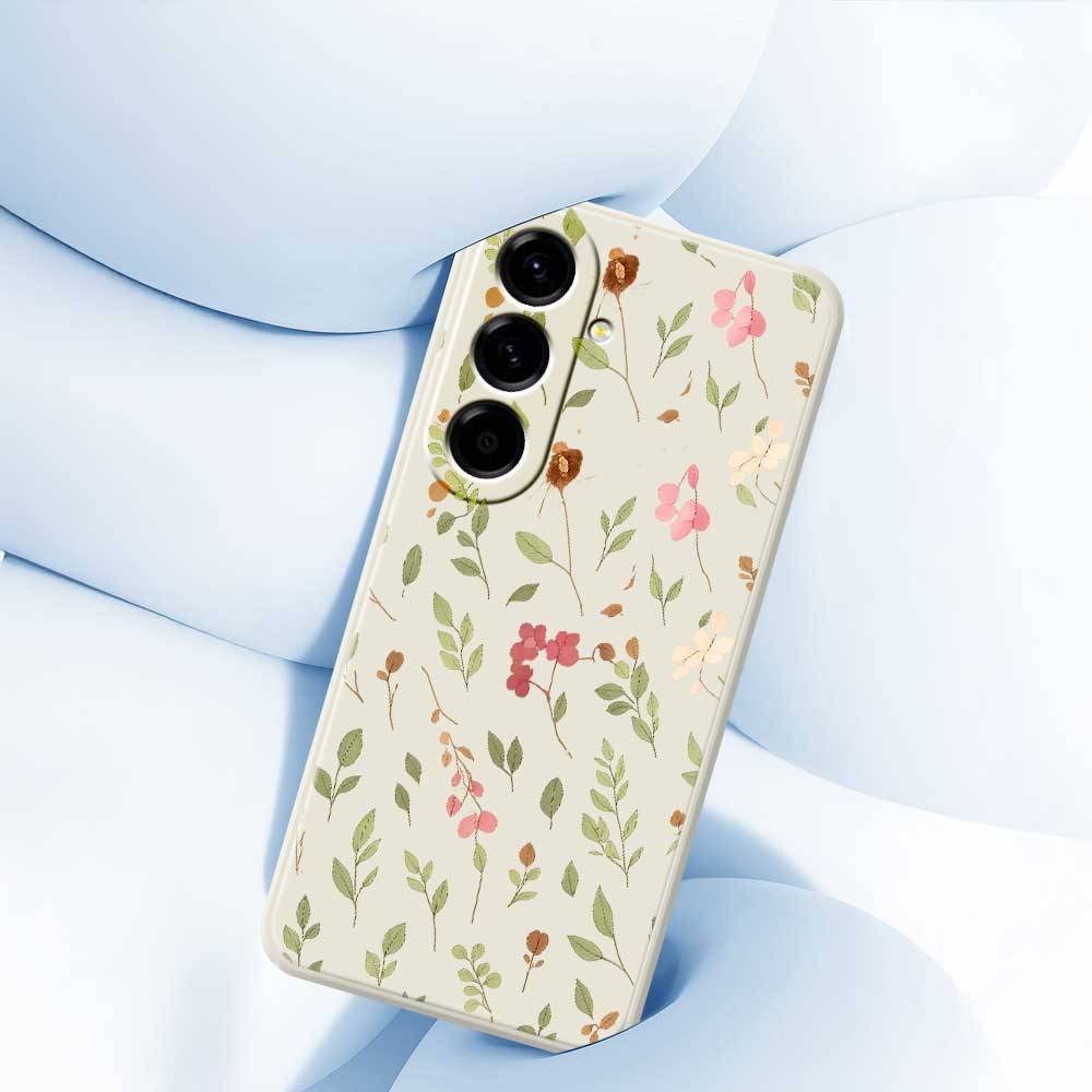 For Samsung Galaxy A56 5G Case Small Flower Leaves Pattern Printing Straight Edge TPU Phone Back Cover