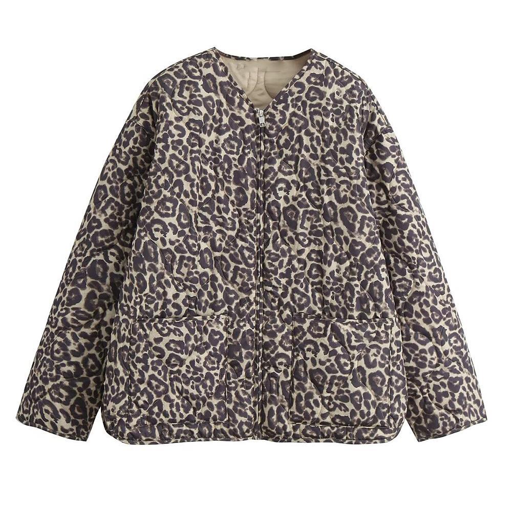 Women's Clothing European and American Style Fashion Simple and Versatile Long Sleeved Zipper Loose Cotton Jacket Jacket