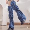 Punk Jeans Leg Warmers with Drawstring Bandage Harajuku Leg Cover Flared Over Knee Long Socks Streetwear for Women