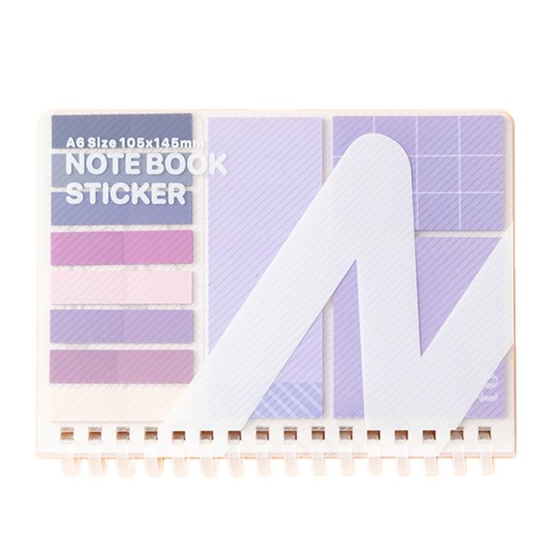 

Portable Notebook and Adhesive Note Set Lined Notepads with Colorful Adhesive Index Label for Note Taking Daily Planning