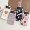 Gold Rose Love Heart Phone Case For Samsung Galaxy Z Flip 3 4 5 Hard Folding Clear PC Bumper For Samsung Z Flip 6 Back Cover