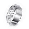 Rotating Titanium Steel Ten Thousand Words Amulet Ring: Eight Guardian Deities, Zodiac Birth Year, Heart Sutra for Men