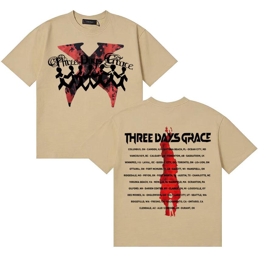 ALIENATION 2025 TOUR TEE THREE DAYS GRACE Tshirts Cotton Harajuku Short Sleeve Tshirt Unisexs Women Y2K ONeck Gothic Cozy T Shirt