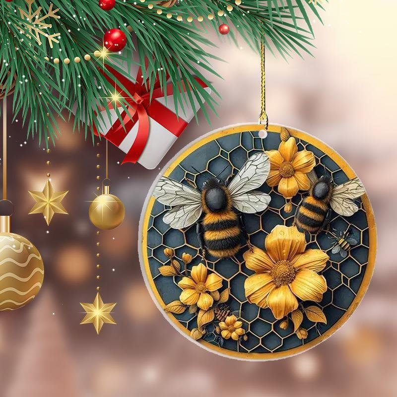 Playful Bee Acrylic Wreath Car Charm Colorful Keychain For Bags Gifts And