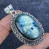 Natural Labradorite Gemstone 925 Sterling Silver Jewelry Pendant 2.40" U8c00