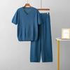 Cross-Border Summer Fashion Knitting Suit Over fit knit Top Two-piece Set High Waist Drape Straight Casual Trousers