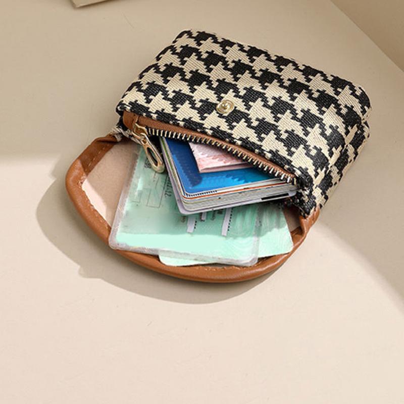 Mini Square Plaid Canvas Lipstick Makeup Bag Plaid Coin Wallet Large Capacity Storage Bag