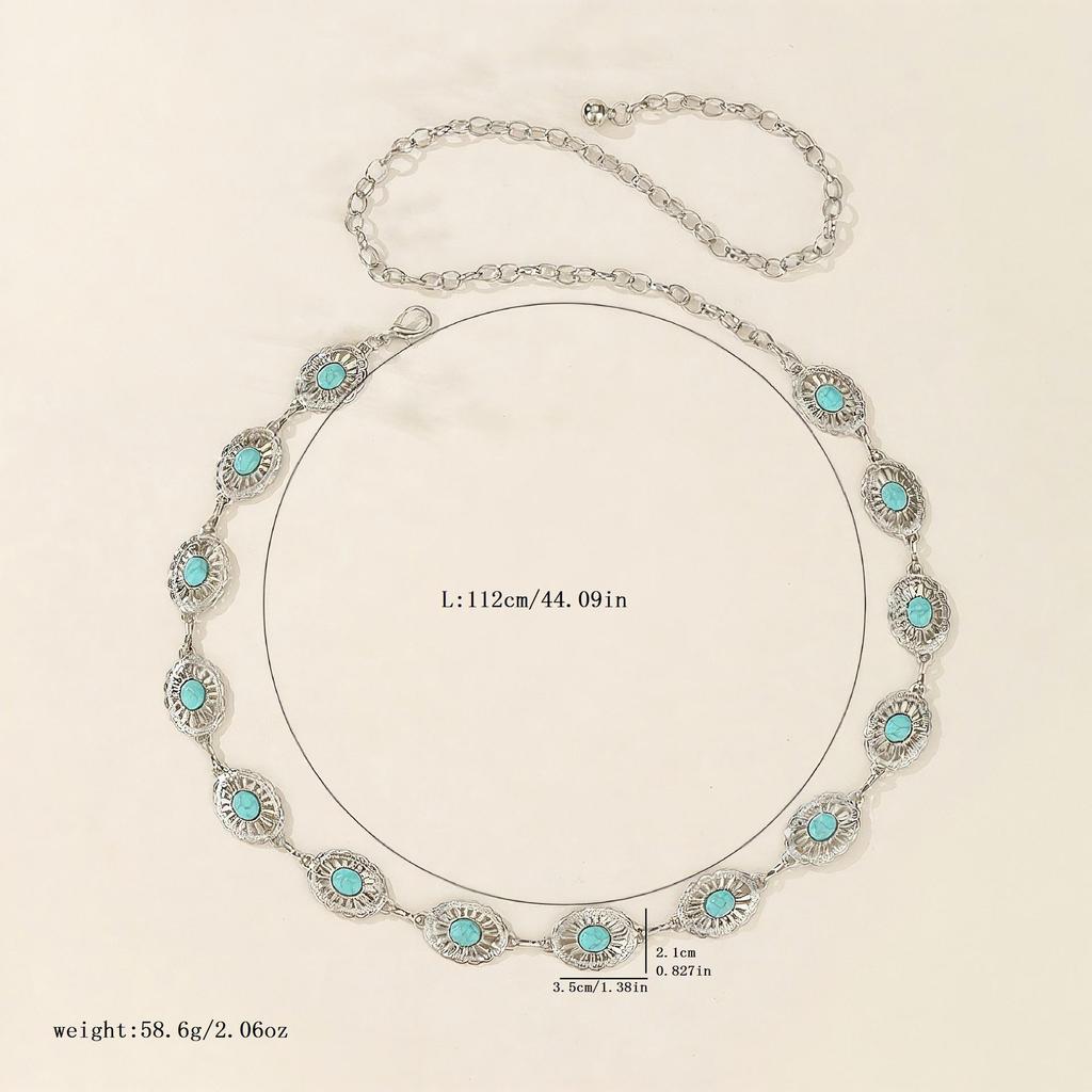 Bohemian Style Engraved Metal Waist Chain for Dresses and Jeans