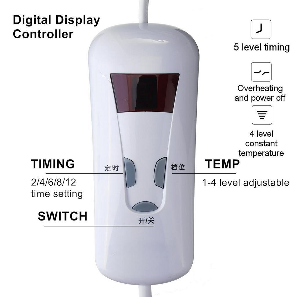 220V 120W Electric Heated Blanket Warm Over Throw Fleece Rug Digital Timer Controller