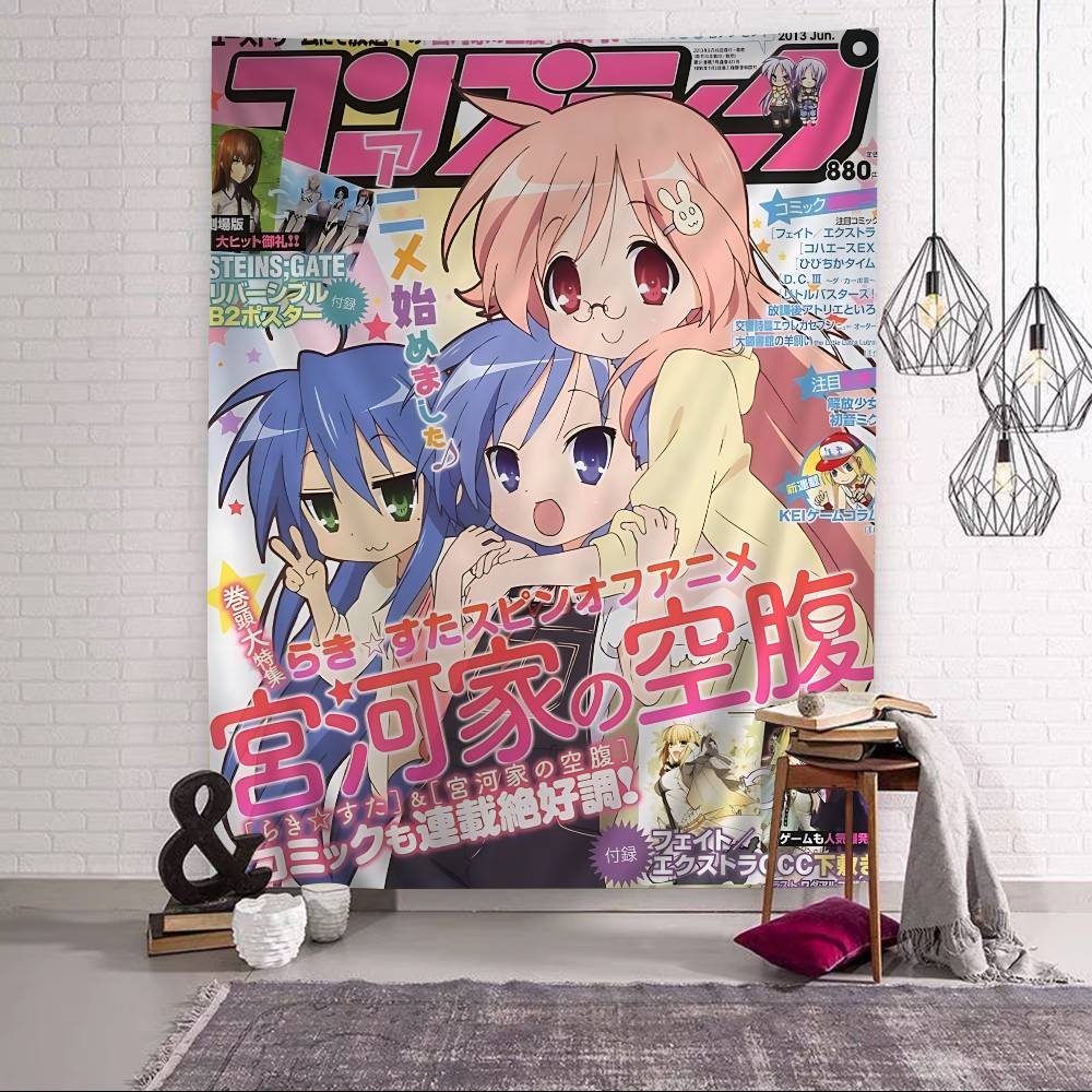 Anime Lucky Star Tapestry Art Printing Japanese Wall Tapestry Anime Wall Hanging Home Decor