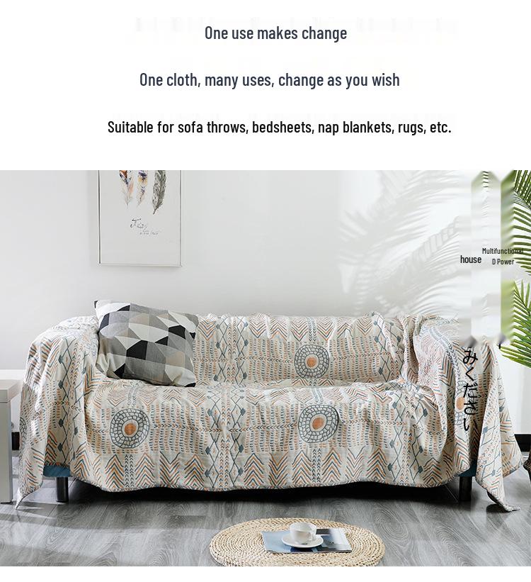 Boheemse Katoenen Bankhoes & Deken: Veelzijdige Gaas Kussenhoes voor Alle Seizoenen en Koel Zomerdekbed.