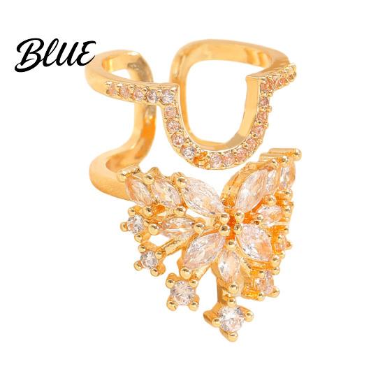 Luxury Nail Jewelry Ring 3D Butterfly Flower Wing Design Detachable