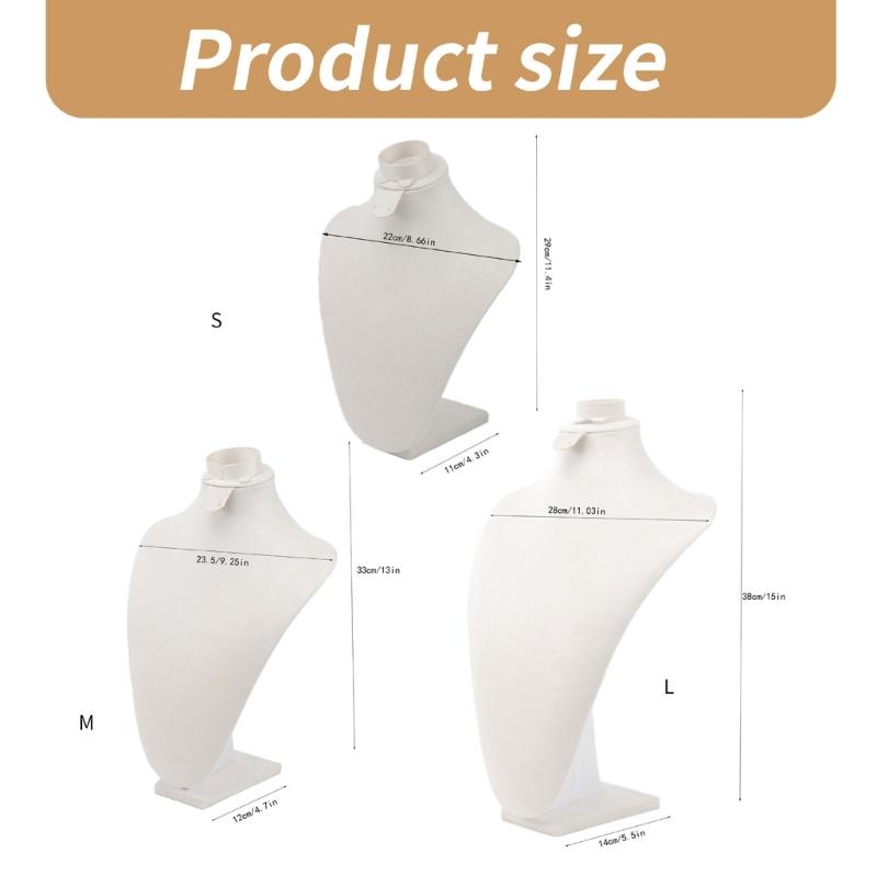 Sturdy Lint Covered Necklace Bust Portable Jewelry Organization Home Accessory Necklace Display Rack Decoration