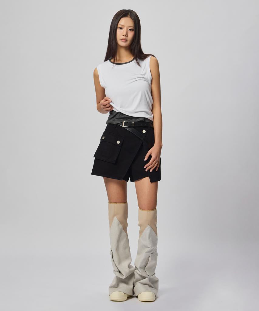 Beodeonteu Garment-Dyed Multi-Pocket Layered Shorts [Black]