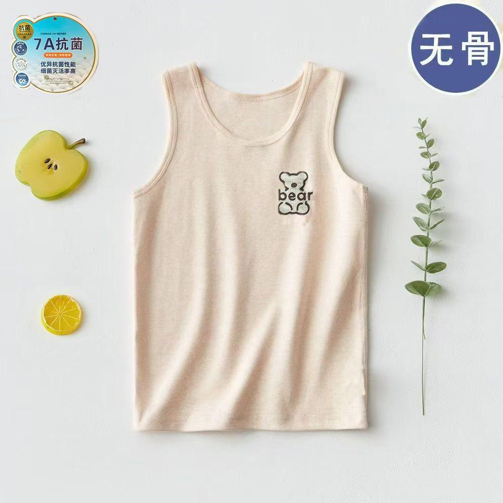 Children'S Vest Colored Cotton 7A Antibacterial Baby Vest Four Seasons Boys And Girls Bottoming Shirt Home Vest Single Top