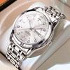 Swiss Luxury Men's Waterproof Quartz Watch with Dual Calendar & Luminous Steel Band