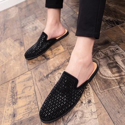 Men Mules Slippers Rhinestone Luxury Half Shoes for Men Casual Shoes Fashion Loafers Zapatillas Hombre Sapato Social Masculino