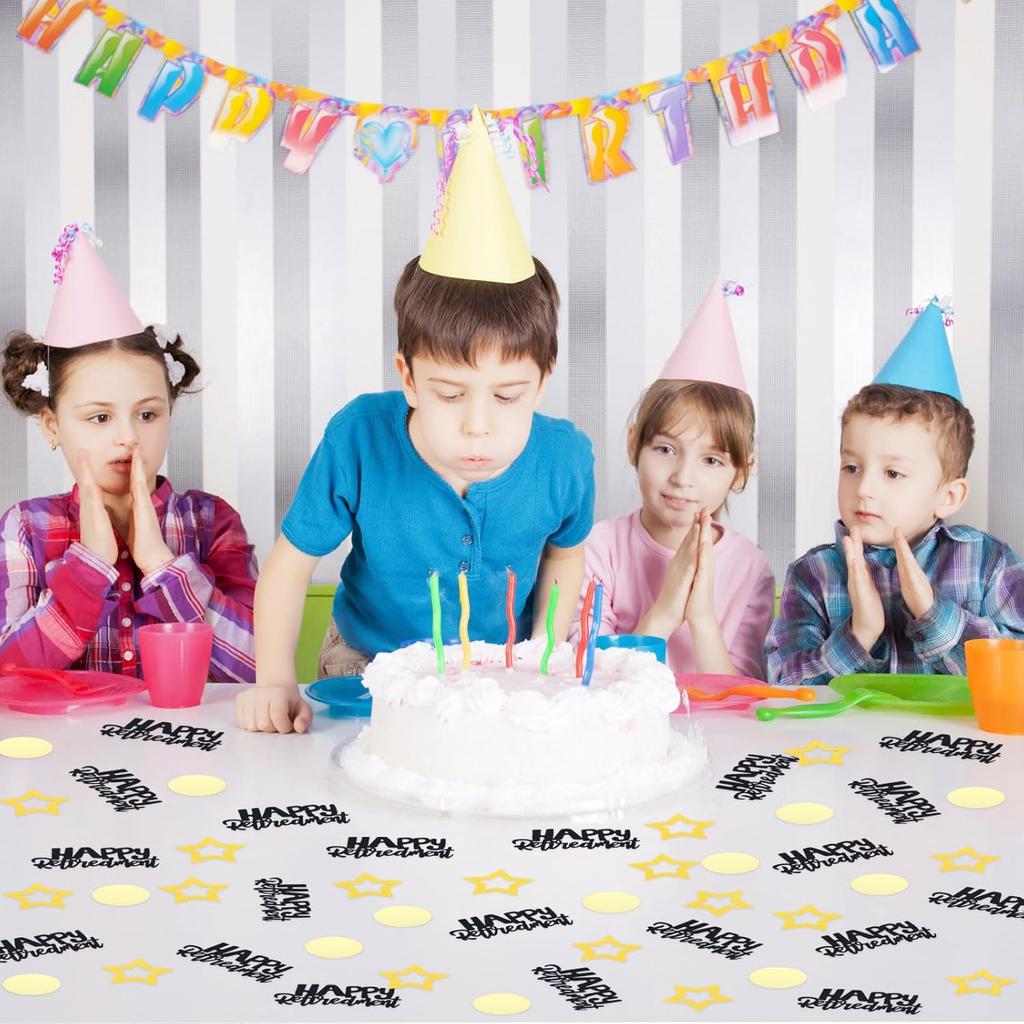 100PCS Happy Retirement Star Table Decorations - Black Gold Confetti