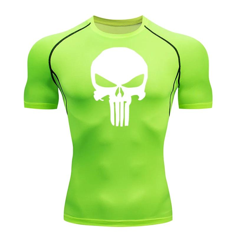 Sportswear Men's Tops T-Shirts Summer Short Sleeve Compression Shirt Fitness Top Running Skull Breathable Jogging Bodybuilding Tight