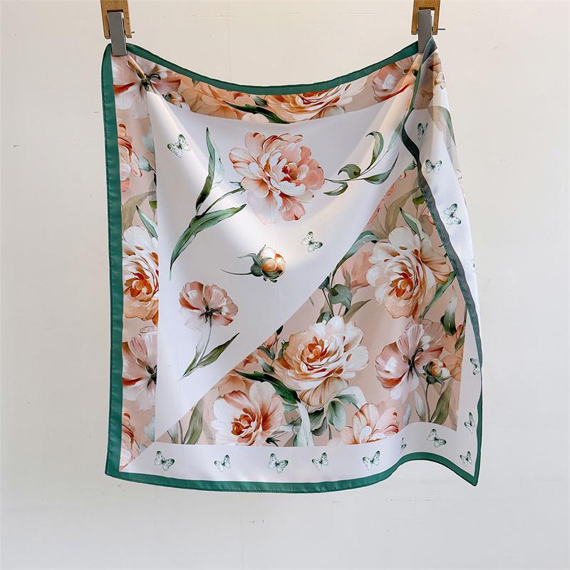 Luxury Brand Square Scarf Design Double Side Shawl Wrap 70cm Print Twill Silk Women Hijab Female Foulard Headband Bandana