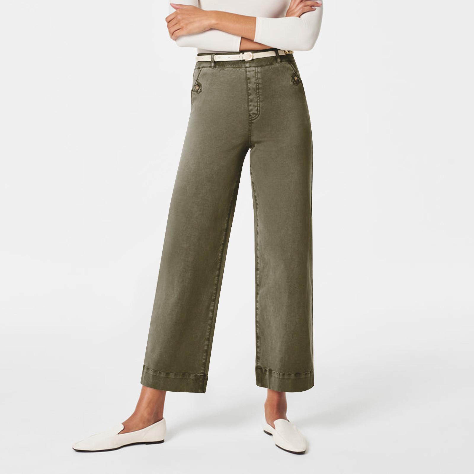 

Широкие брюки для женщин, брюки для йоги, спортивные штаны с высокой талией и карманами, эластичные брюки, удобные спортивные спортивные штаны для тренировок L армия зеленый