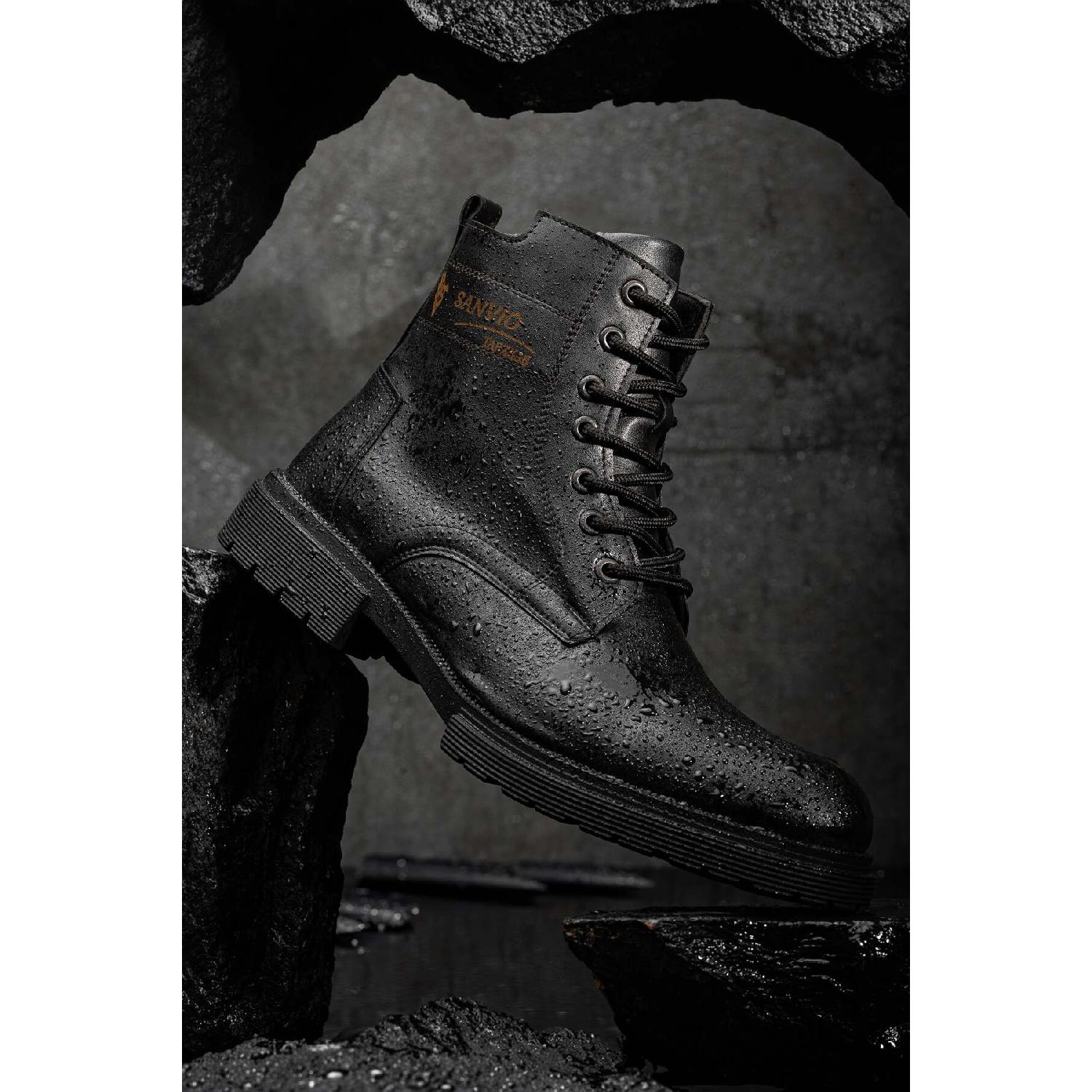 

Мужские черные повседневные водонепроницаемые и удобные ботинки на нескользящей резиновой подошве с гарантией 42 чёрный