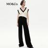 MO&Co. Acetate Blend High-Waist Wide-Leg Pants with Belt