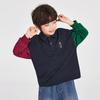 Boys' Colorblock Long-Sleeve Polo Shirt with Pocket Bear Design