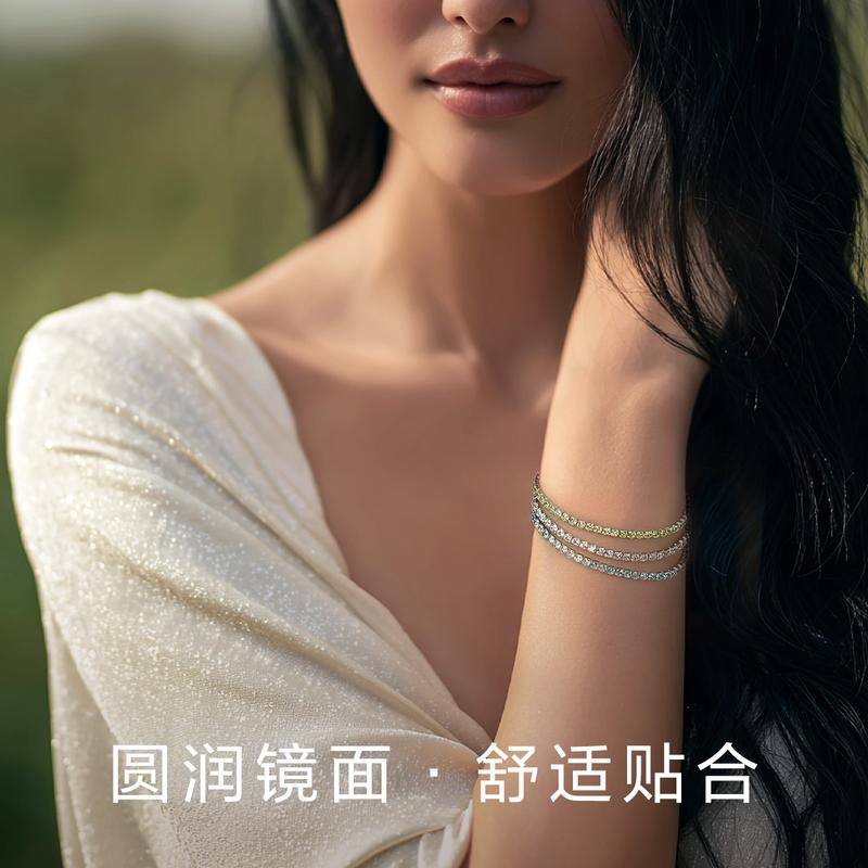 APM Monaco Bracelet [Romantic Confession] High-end simple inlaid golden crystal diamond versatile daily gift box synthetic cubic Golden S Endless Love