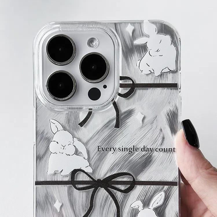 Capa de telefone com cordão de furo grande compatível e adequada para iPhone15 14 13 12 11promax xsmax xr 7 8plus Bow Bunny