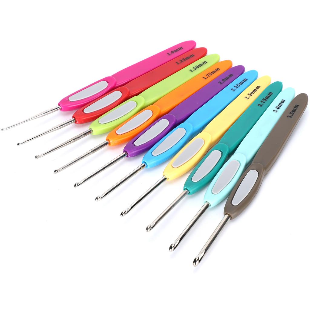 10 Stück Häkelset Kunststoff Rutschfest Farbgriff DIY Feine Spitze Handgewebt Pullover Werkzeuge