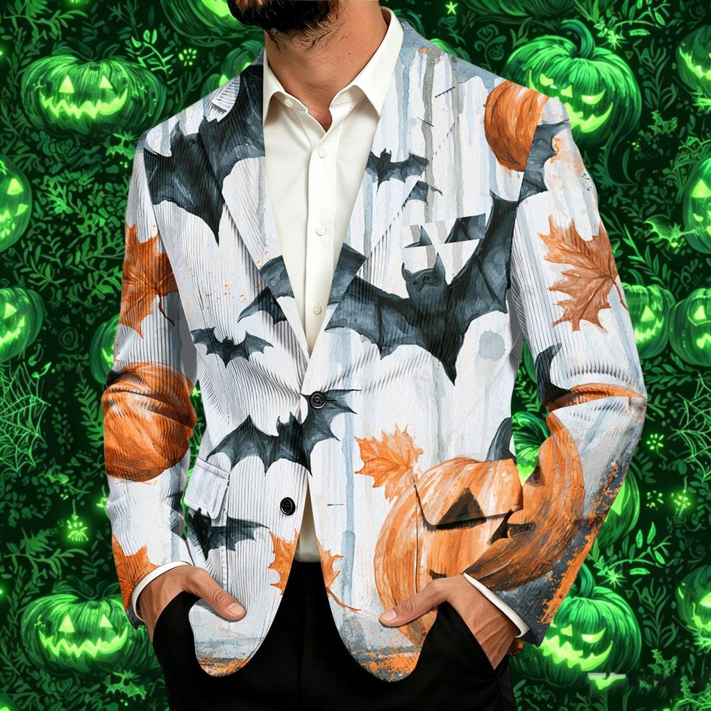 Męski sztruksowy styl biznesowo-casualowy z nadrukiem na Halloween