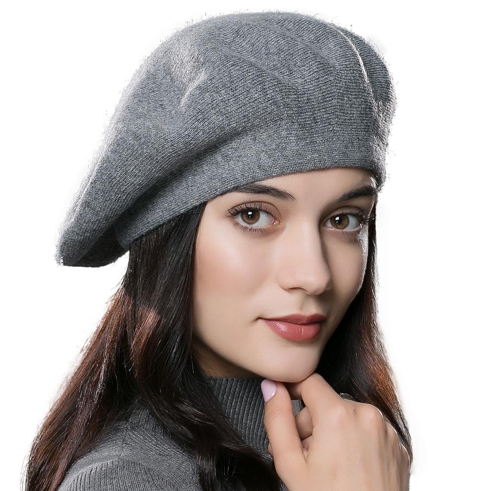 Womens Winter Beret Hat Knitted Beanie Cap Autumn Winter Hat French Classic Beret